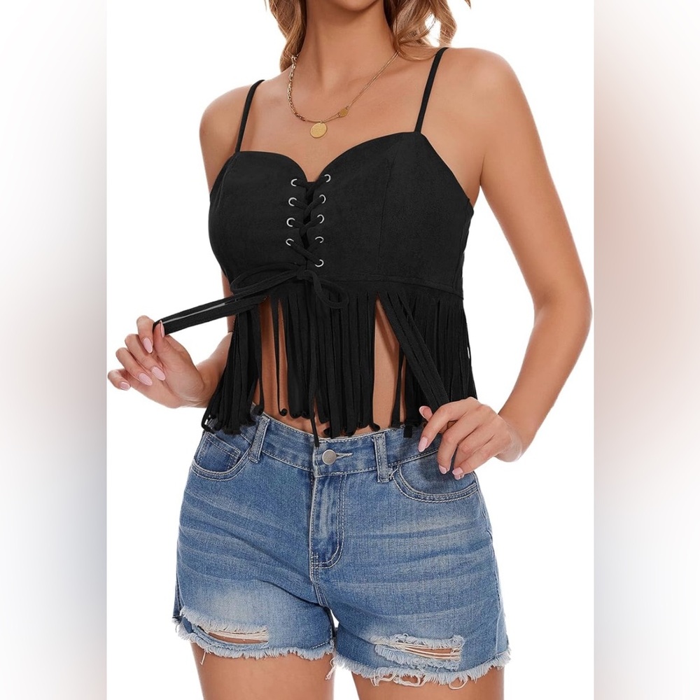 NEW Vegan Suede Fringed Tank Top/Lingerie’